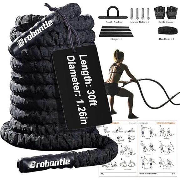 Pink Heavy Duty Battle Rope for Workout and Training