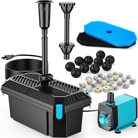 POPOSOAP Pond Filter with Pump and Fountain Kit
