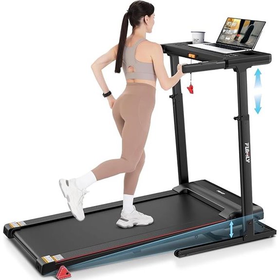 Folding Treadmill with Desk Bluetooth Incline Portable