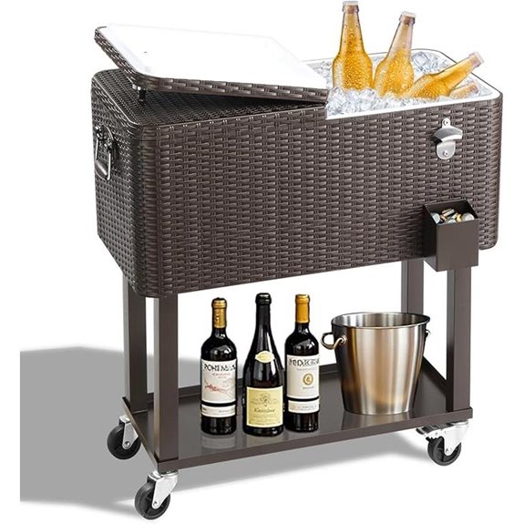 Outvita 80 Qt Rolling Ice Chest with Bottle Opener
