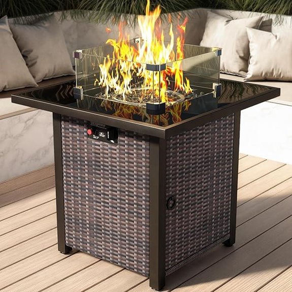 Propane Fire Pit Table 28 Rattan 50,000 BTU