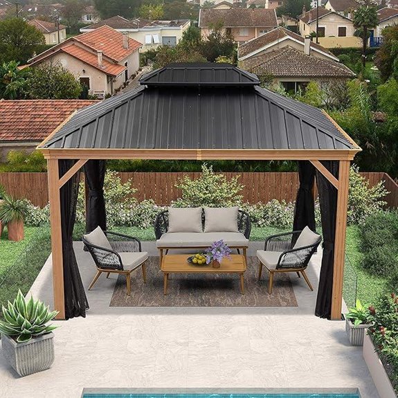 PURPLE LEAF 10x12 Outdoor Hardtop Gazebo with Netting