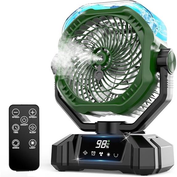Portable Misting Fan with Rechargeable Battery and LED Lantern