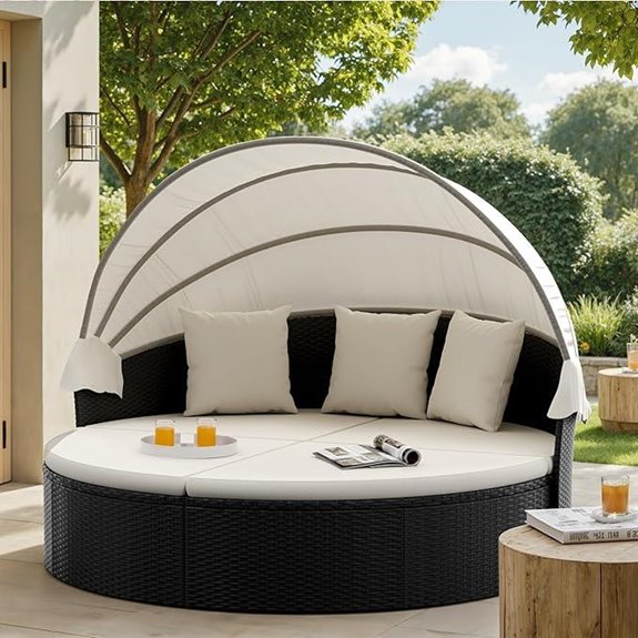 Outdoor Round Patio Daybed with Canopy