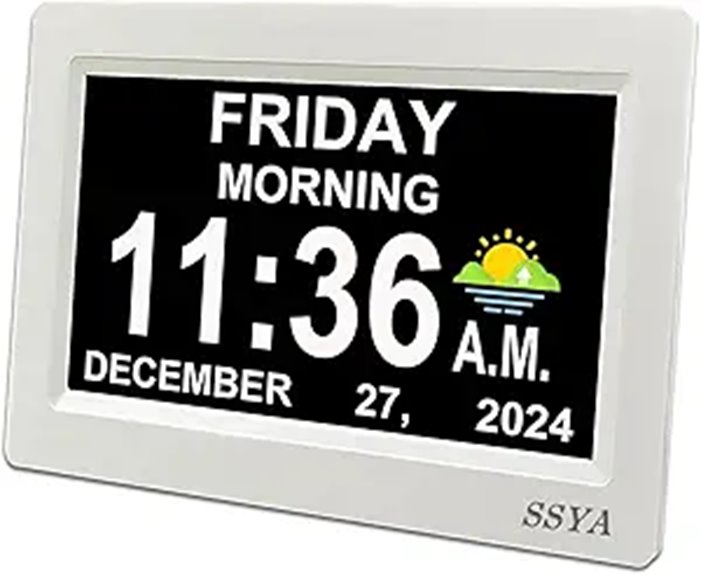 SSYA Digital Calendar Alarm Clock for Seniors