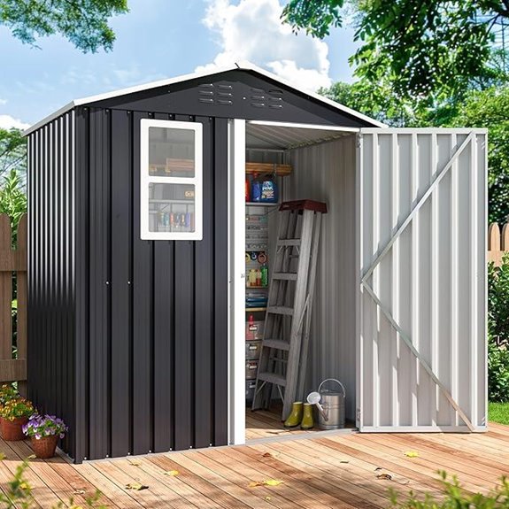6x4 ft Outdoor Metal Garden Storage Shed