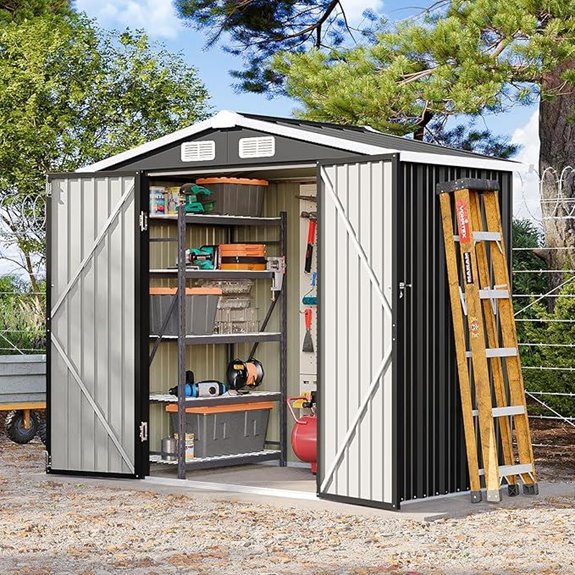 6x4 ft Outdoor Metal Storage Shed with Lock