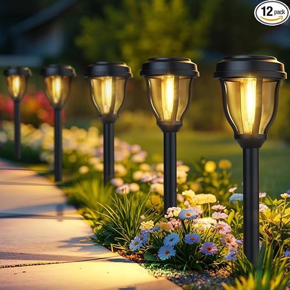 DERAYSION 12 Pack Solar Pathway Garden Lights