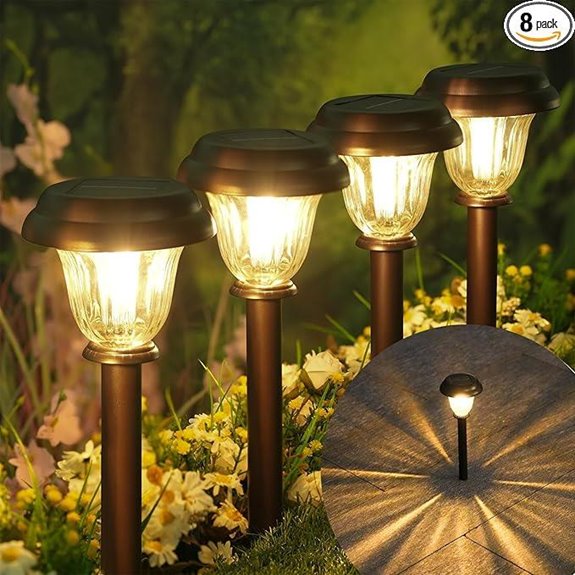 DERAYSION 8 Pack Solar Pathway Lights Waterproof Garden