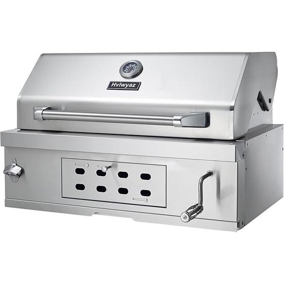 Large Stainless Steel Charcoal BBQ Grill with Hood