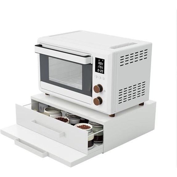 Steel Microwave Stand with Drawer & Shelf Organizer