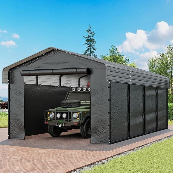 Heavy Duty Metal Carport with Removable Sidewalls