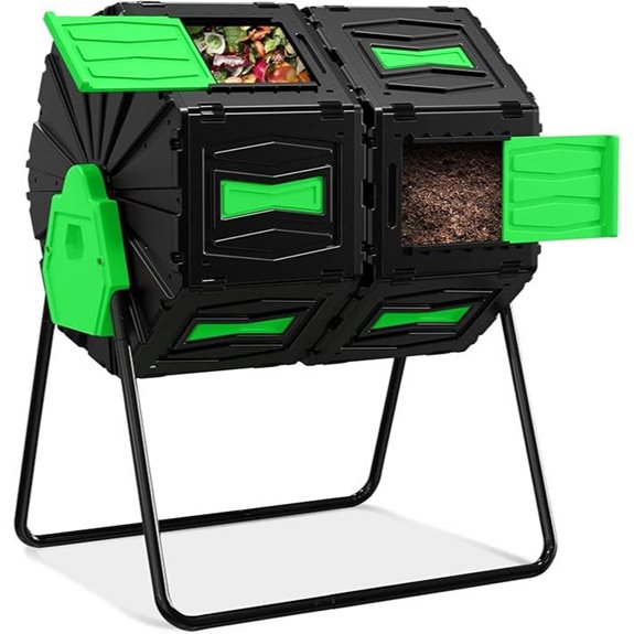 Dual Chamber Compost Tumbler - 45 Gallon Green