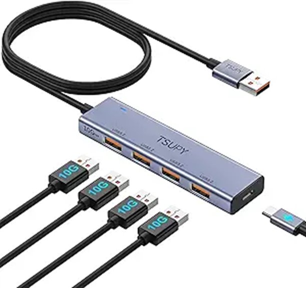 TSUPY 4-Port USB 3.2 Hub with Extension Cable