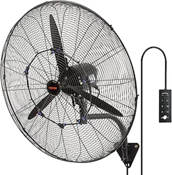 VEVOR 30 Wall-Mount Misting Fan 3-Speed Waterproof