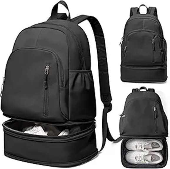 Lightweight Waterproof Gym Backpack with Shoe & Wet Pocket