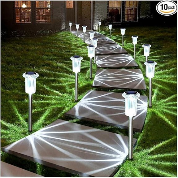 DenicMic 10 Pack Waterproof Solar Pathway Garden Lights