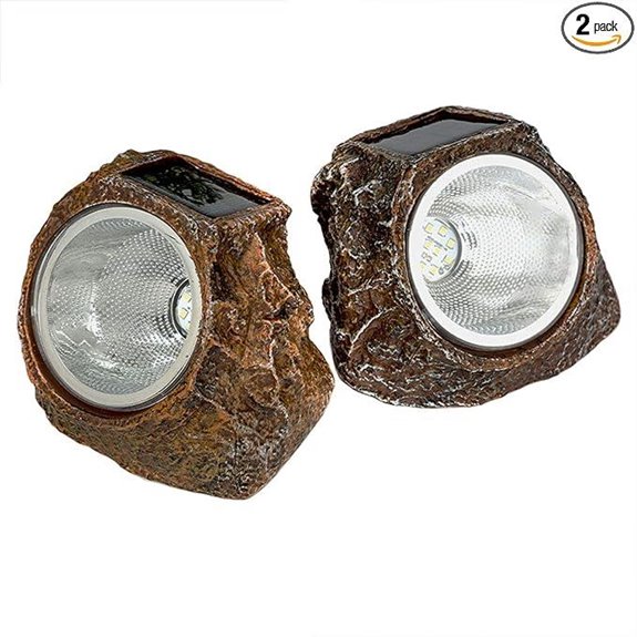 EiGreen Solar Garden Rock Lights 2 Pack Waterproof Spotlights