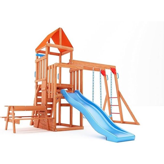 Dolphin Cedar Wooden Playground Set with Swings & Slide