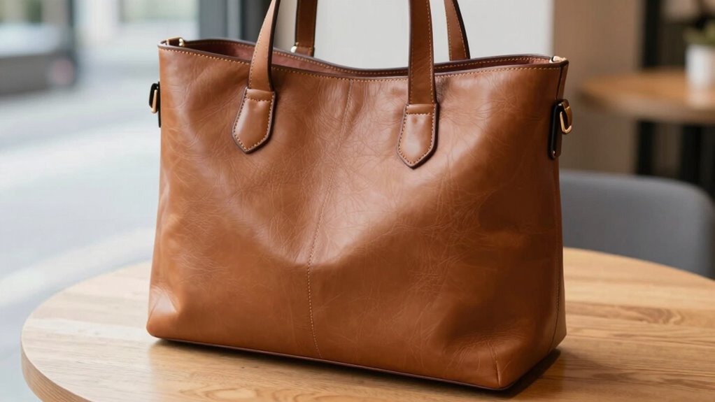 versatile organized leather tote