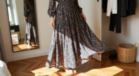 GRACE KARIN Women's Floral Maxi Dress: Long Sleeves, A-Line Shape, $15.50