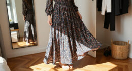 GRACE KARIN Women's Floral Maxi Dress: Long Sleeves, A-Line Shape, $15.50
