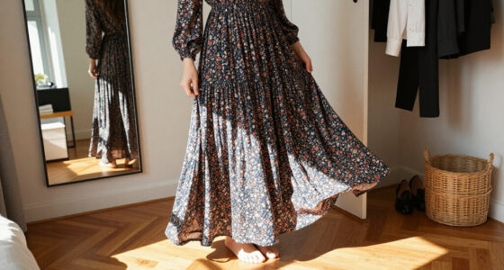GRACE KARIN Women's Floral Maxi Dress: Long Sleeves, A-Line Shape, $15.50