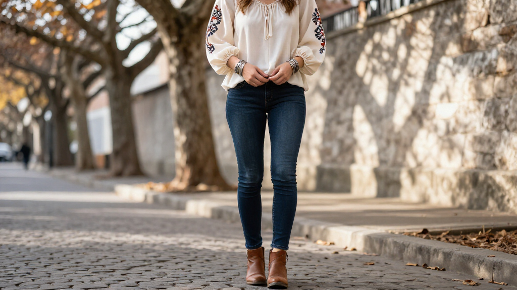 How To Wear A ‘70S Boho Blouse With Skinny Jeans This Autumn