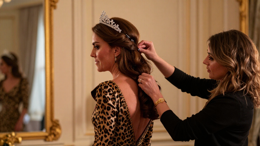 Princess Kate Styles Princess Diana's Favorite Tiara With A Leopard-Print Gown